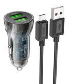 Hoco Car Charger Dual usb Port 20W Z47 With usb Micro